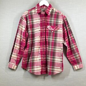 Vintage Diversity Sport Petite Womans Button Up Plaid Embroidered Medium 90s